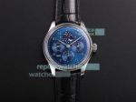 Swiss IWC Portuguese Perpetual Calendar Automatic Watch Blue Dial Black Leather Strap